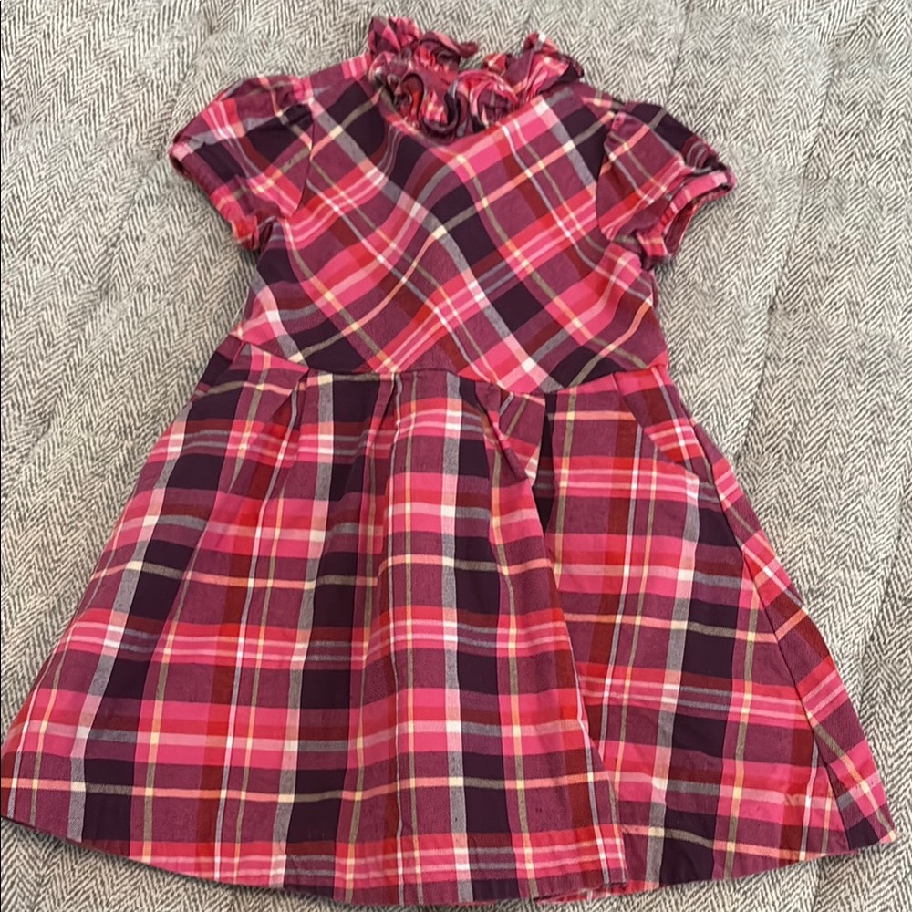 Janie and Jack pink plaid dress with pockets size 2T